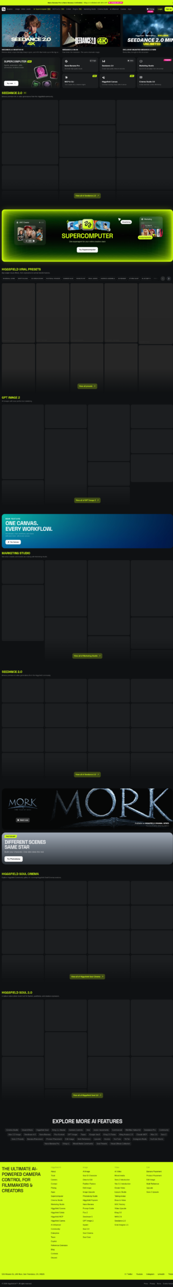 Capture du site officiel Higgsfield AI