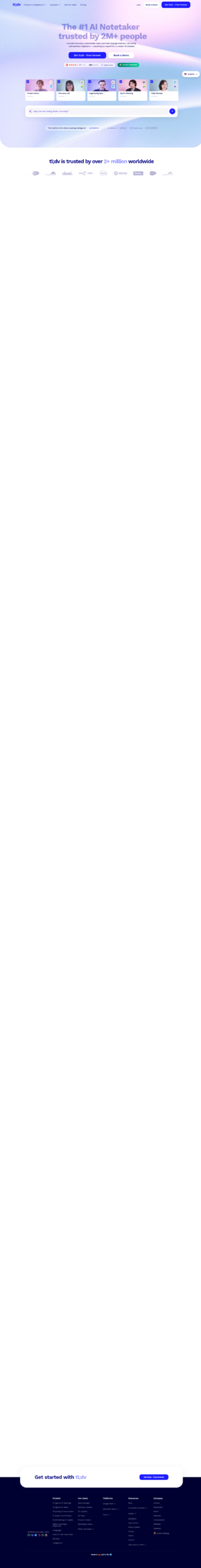 Capture de la page d’accueil officielle de tl;dv