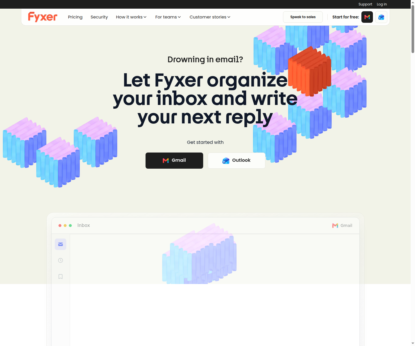 Capture d’écran du site officiel de Fyxer AI