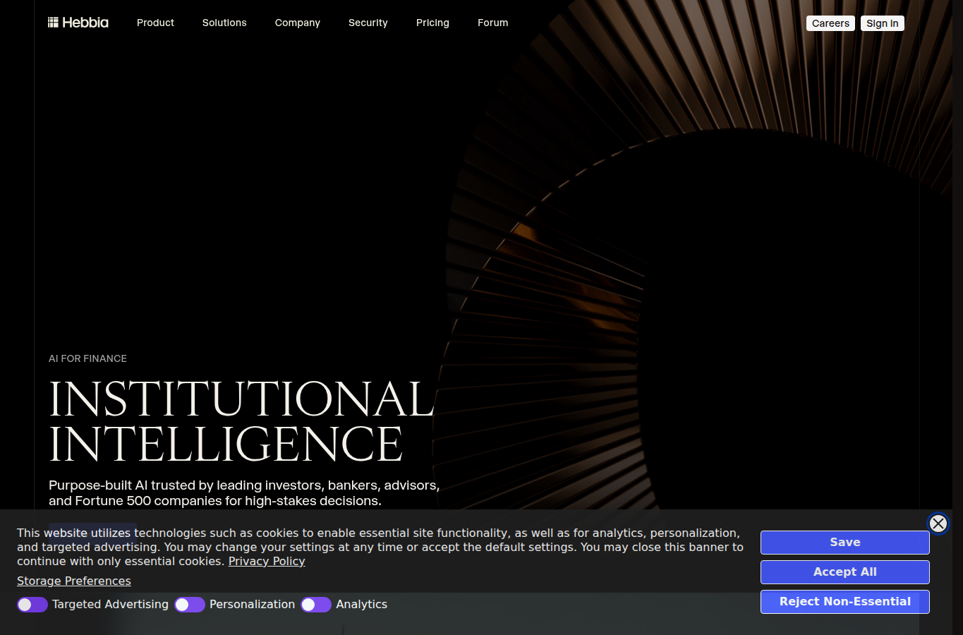 Capture du site officiel Hebbia AI