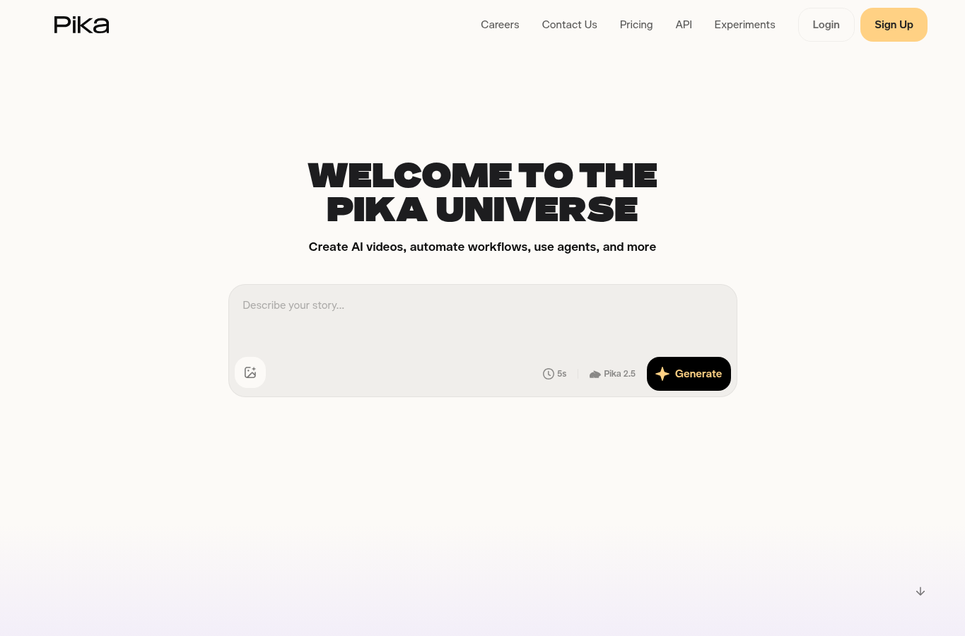 Capture du site officiel de Pika AI