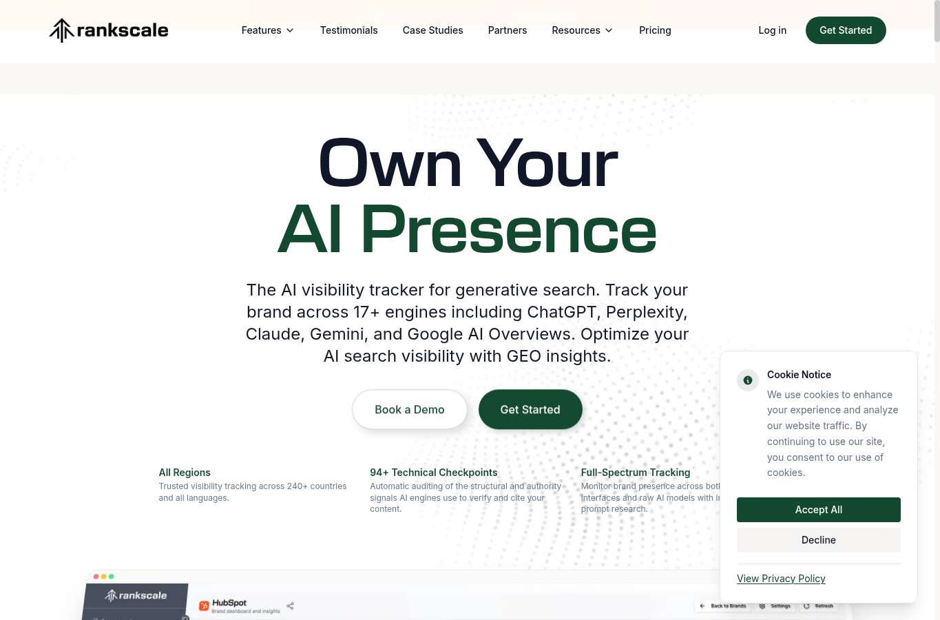 Capture d’écran de la page officielle Rankscale AI