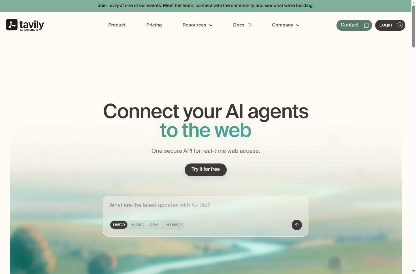 Capture d’écran du site officiel Tavily AI
